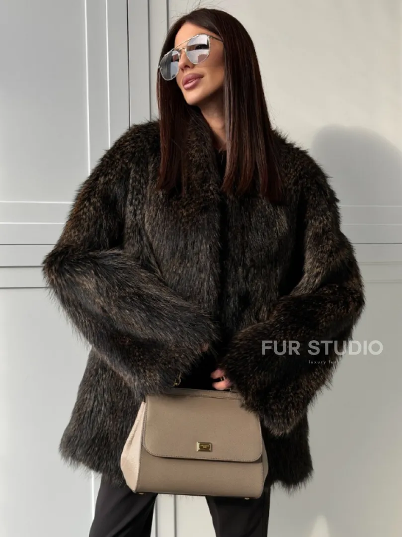 Женский полушубок из меха Финского енота Saga