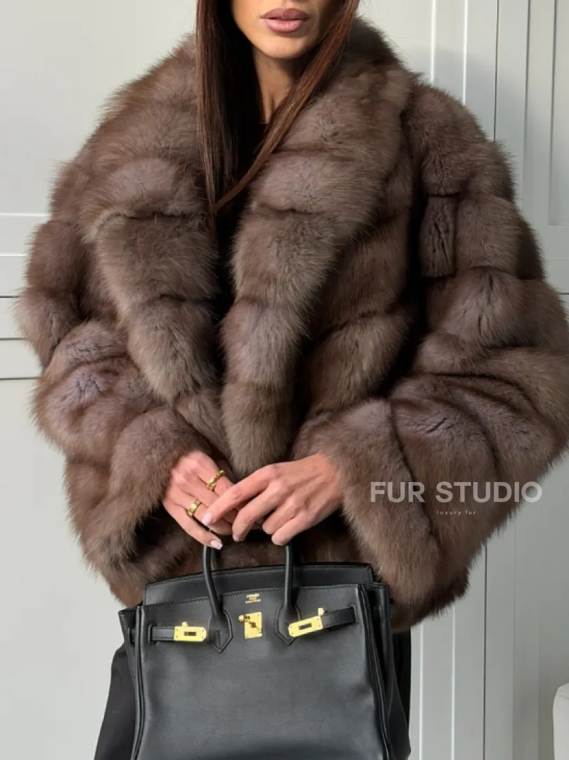 Куртка из куницы - воротник шаль