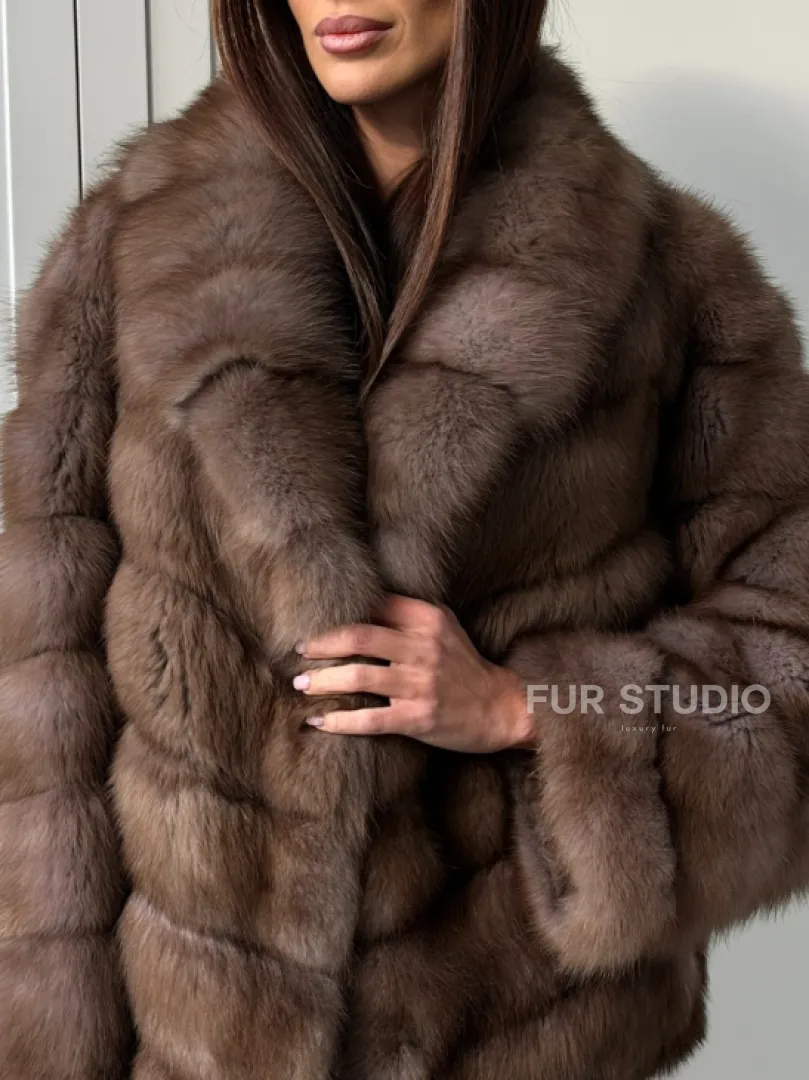 Куртка из куницы - воротник шаль