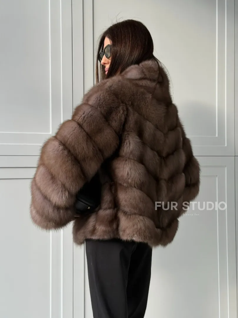 Куртка из куницы - воротник шаль