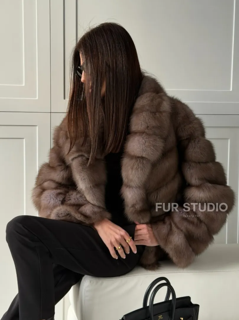 Куртка из куницы - воротник шаль