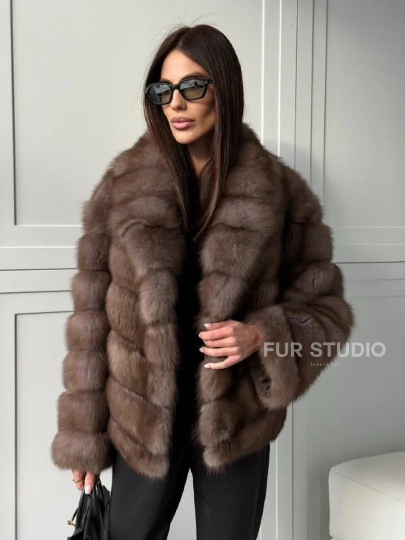 Куртка из куницы - воротник шаль