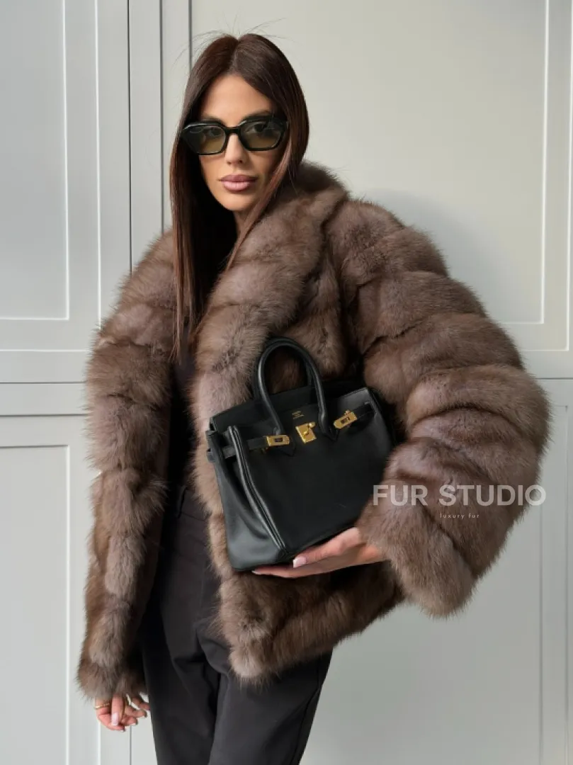 Куртка из куницы - воротник шаль