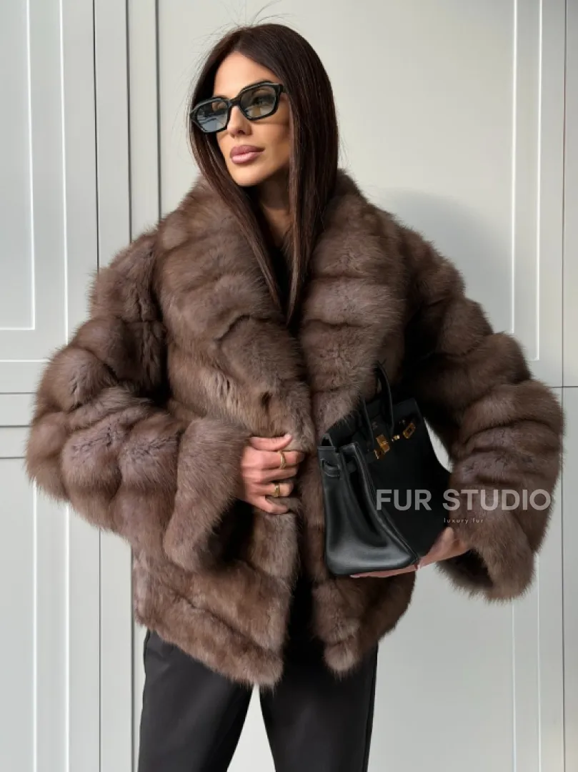 Куртка из куницы - воротник шаль