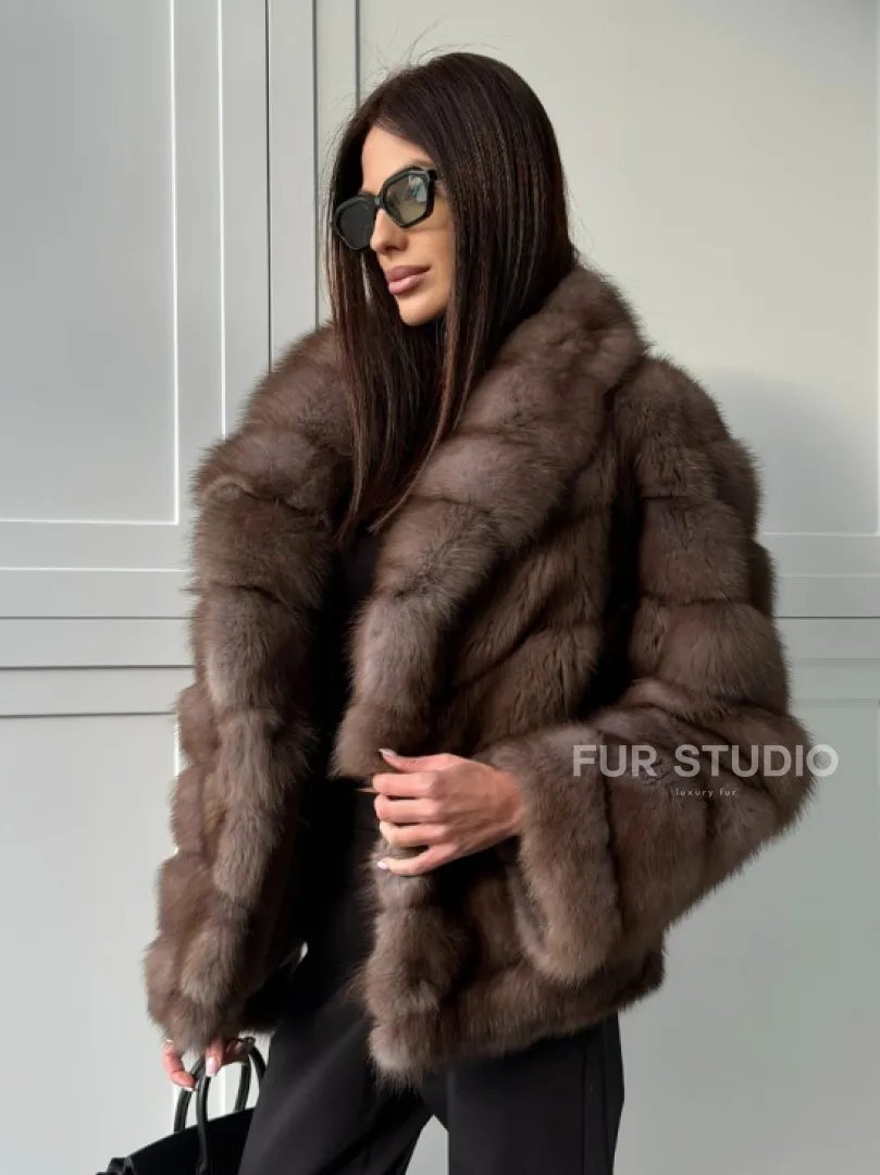 Куртка из куницы - воротник шаль