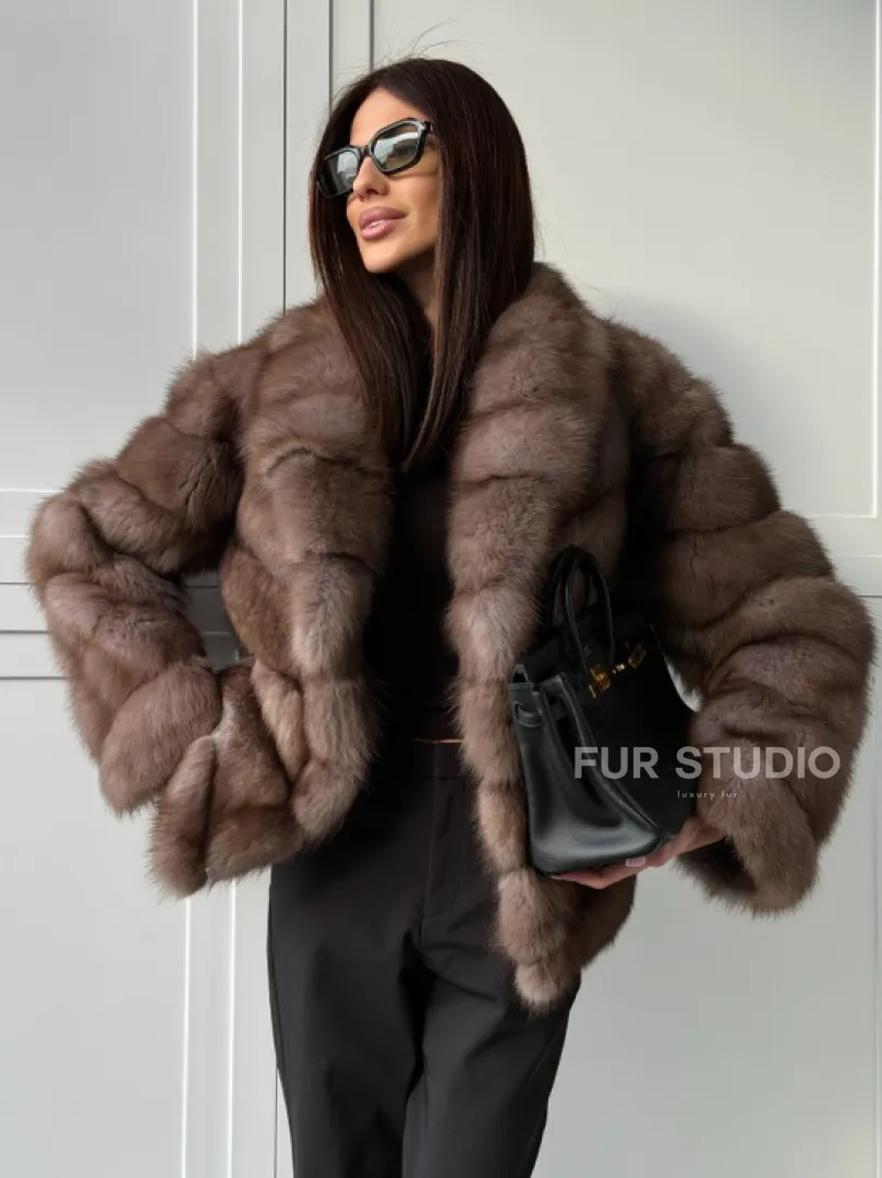 Куртка из куницы - воротник шаль