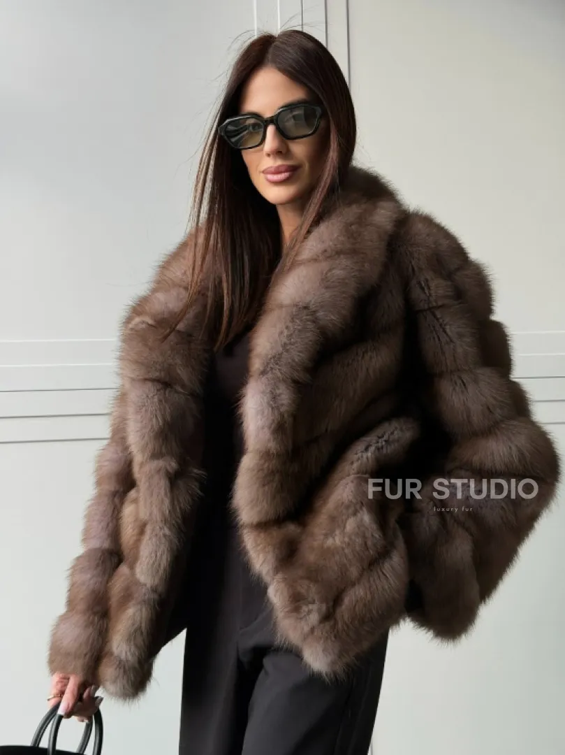 Куртка из куницы - воротник шаль
