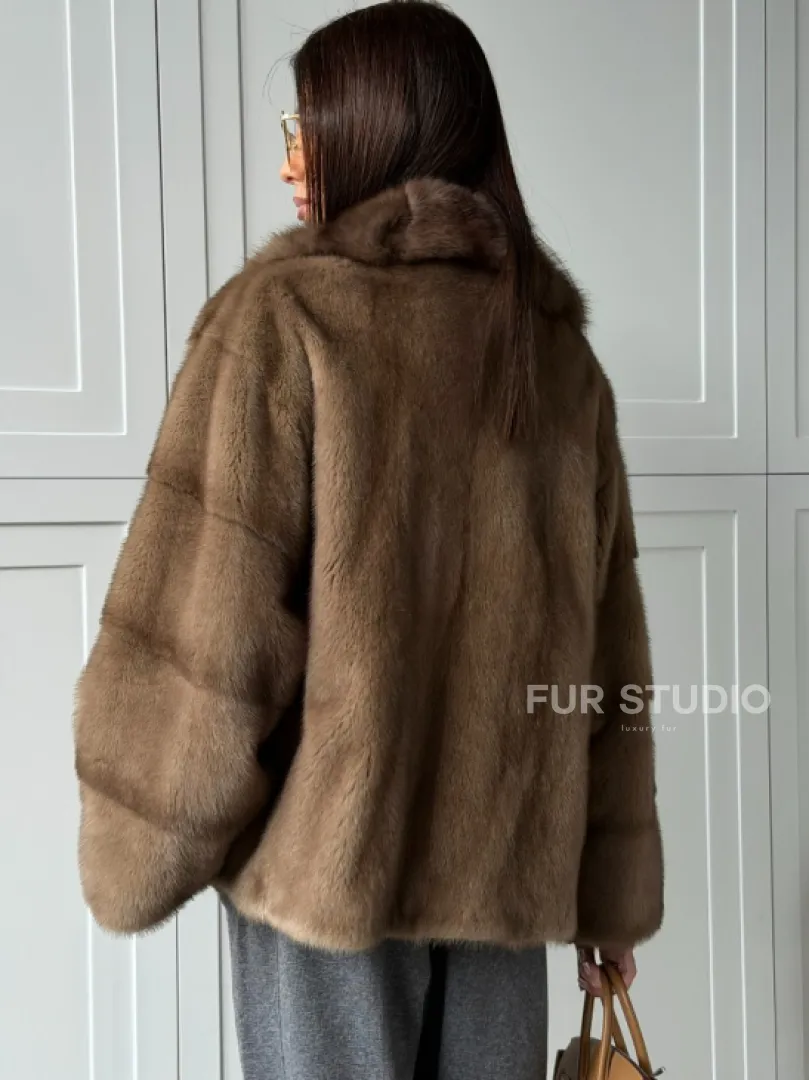 Куртка из меха норки - воротник куница