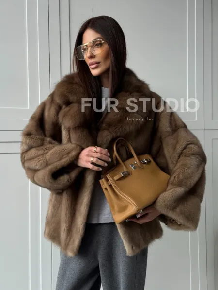 Куртка из меха норки - воротник куница - фото 17