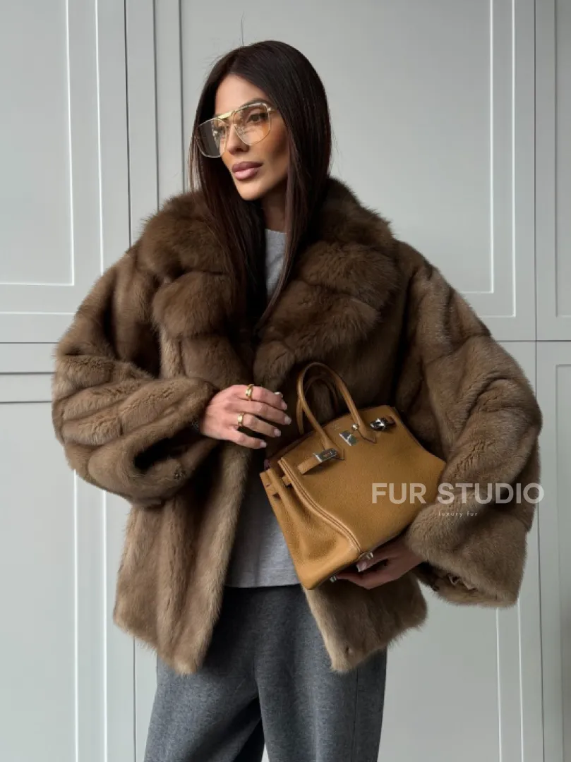 Куртка из меха норки - воротник куница