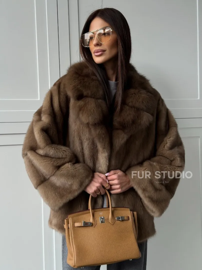 Куртка из меха норки - воротник куница