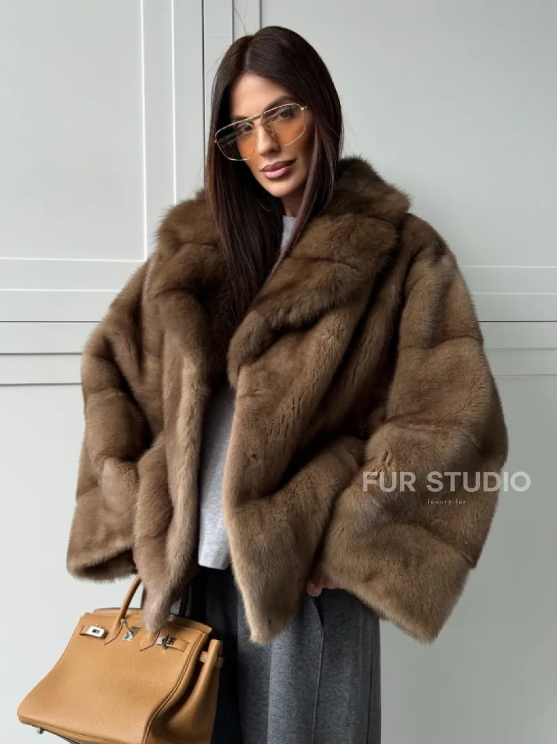 Куртка из меха норки - воротник куница