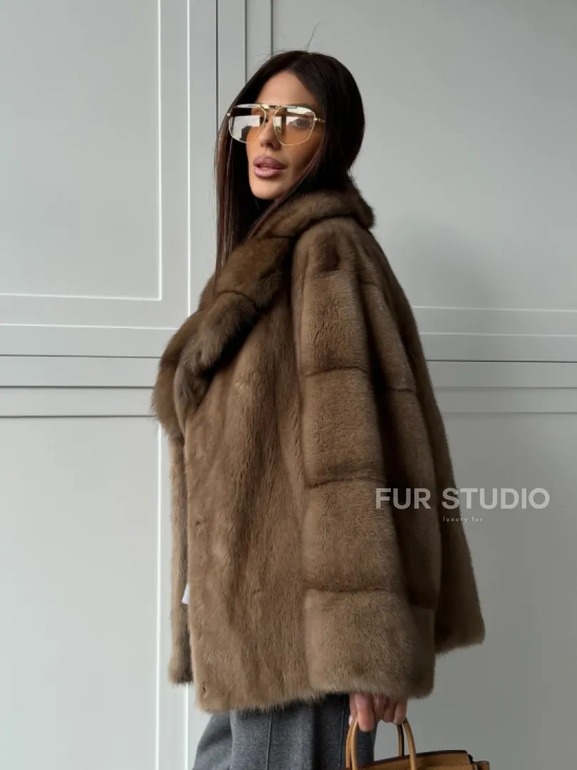Куртка из меха норки - воротник куница