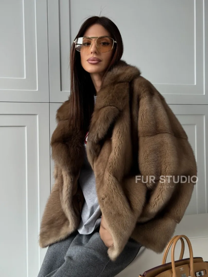 Куртка из меха норки - воротник куница