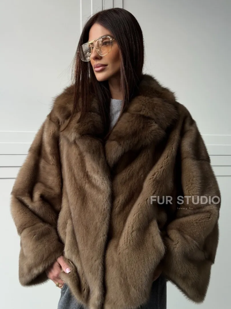 Куртка из меха норки - воротник куница