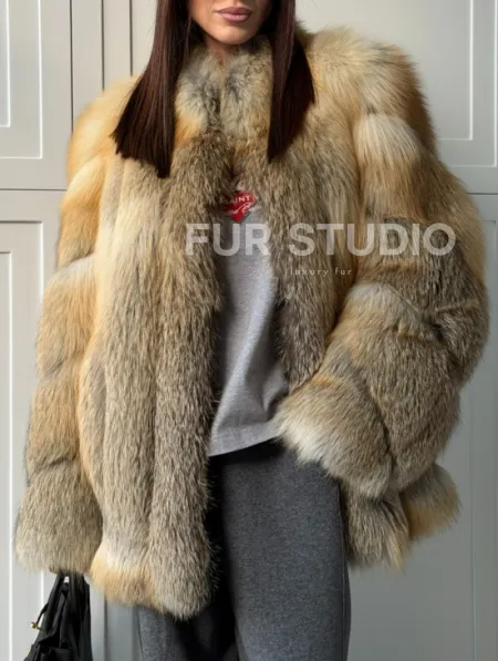 Полушубок из лисы - рукава косички - фото 4