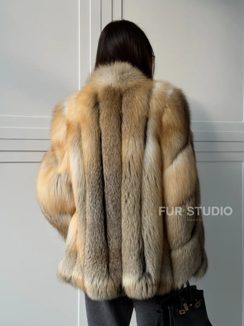 Полушубок из лисы - рукава косички