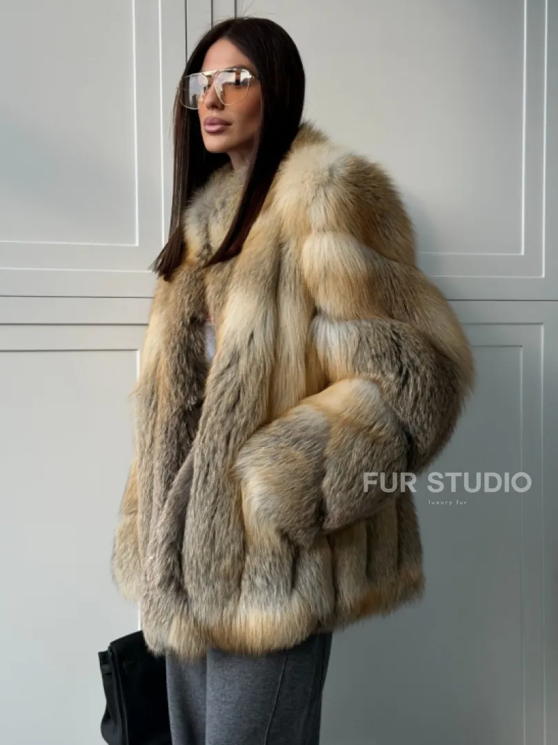 Полушубок из лисы - рукава косички