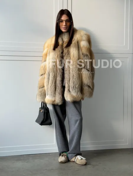 Полушубок из лисы - рукава косички - фото 14