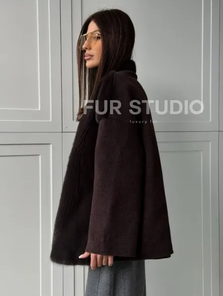 Женское полупальто с мехом норки - фото 10