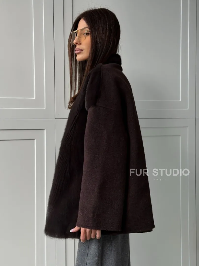 Женское полупальто с мехом норки