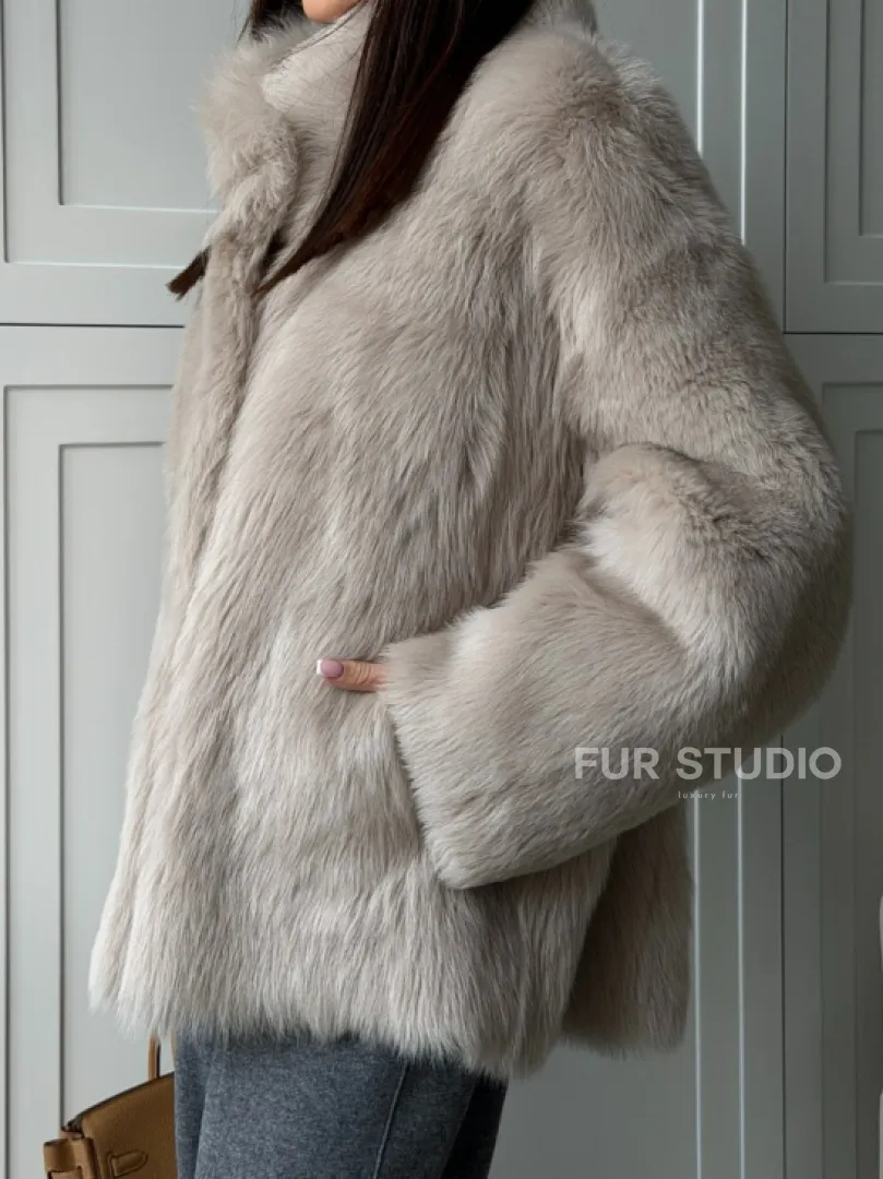 Бежевая дубленка из тосканы