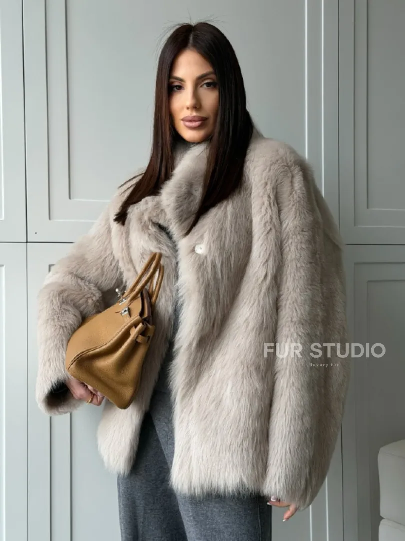 Бежевая дубленка из тосканы