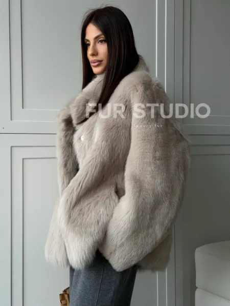 Бежевая дубленка из тосканы - фото 6