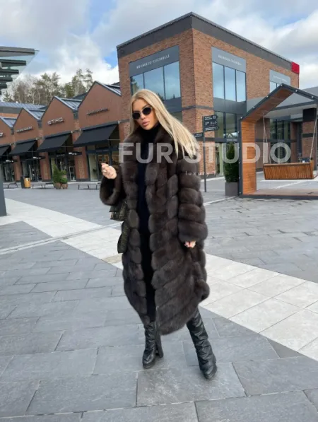 Шуба из меха соболя, воротник шаль - фото 5