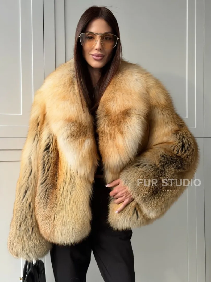 Короткая шубка из лисы Premium Golden Fox