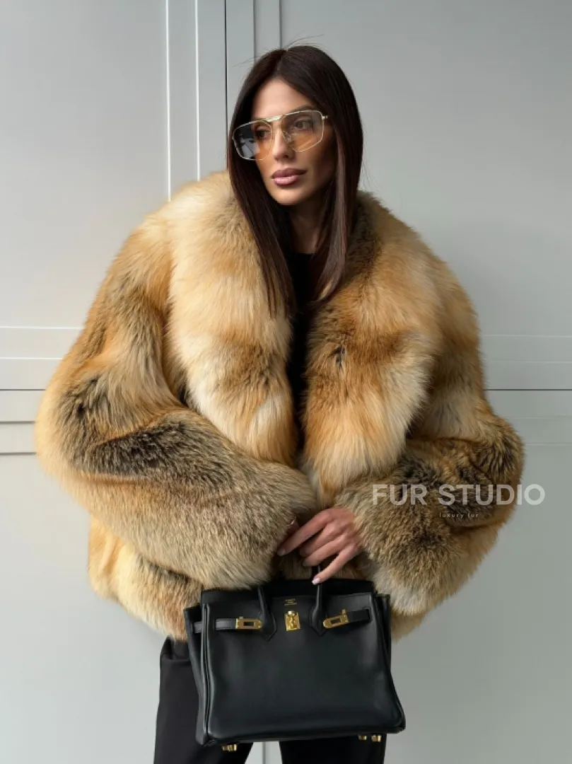Короткая шубка из лисы Premium Golden Fox