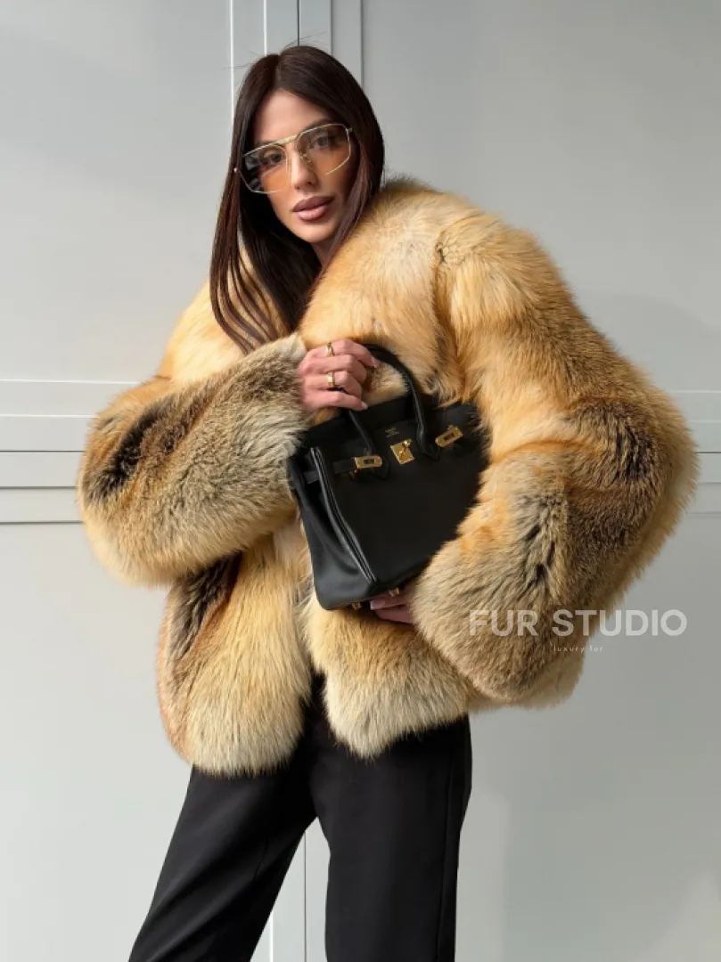 Короткая шубка из лисы Premium Golden Fox
