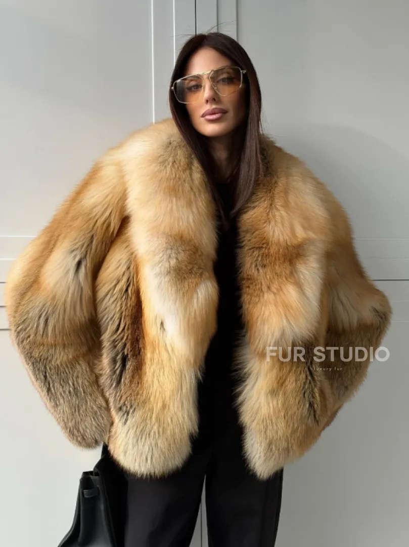 Короткая шубка из лисы Premium Golden Fox