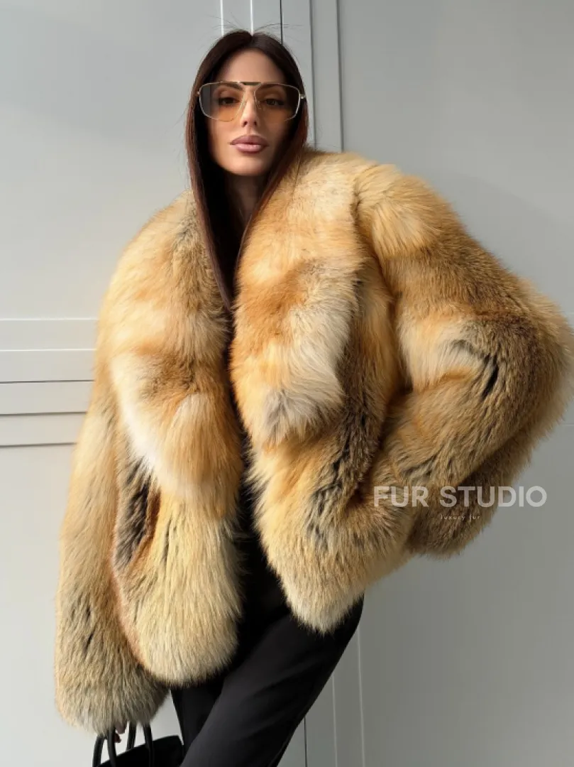 Короткая шубка из лисы Premium Golden Fox