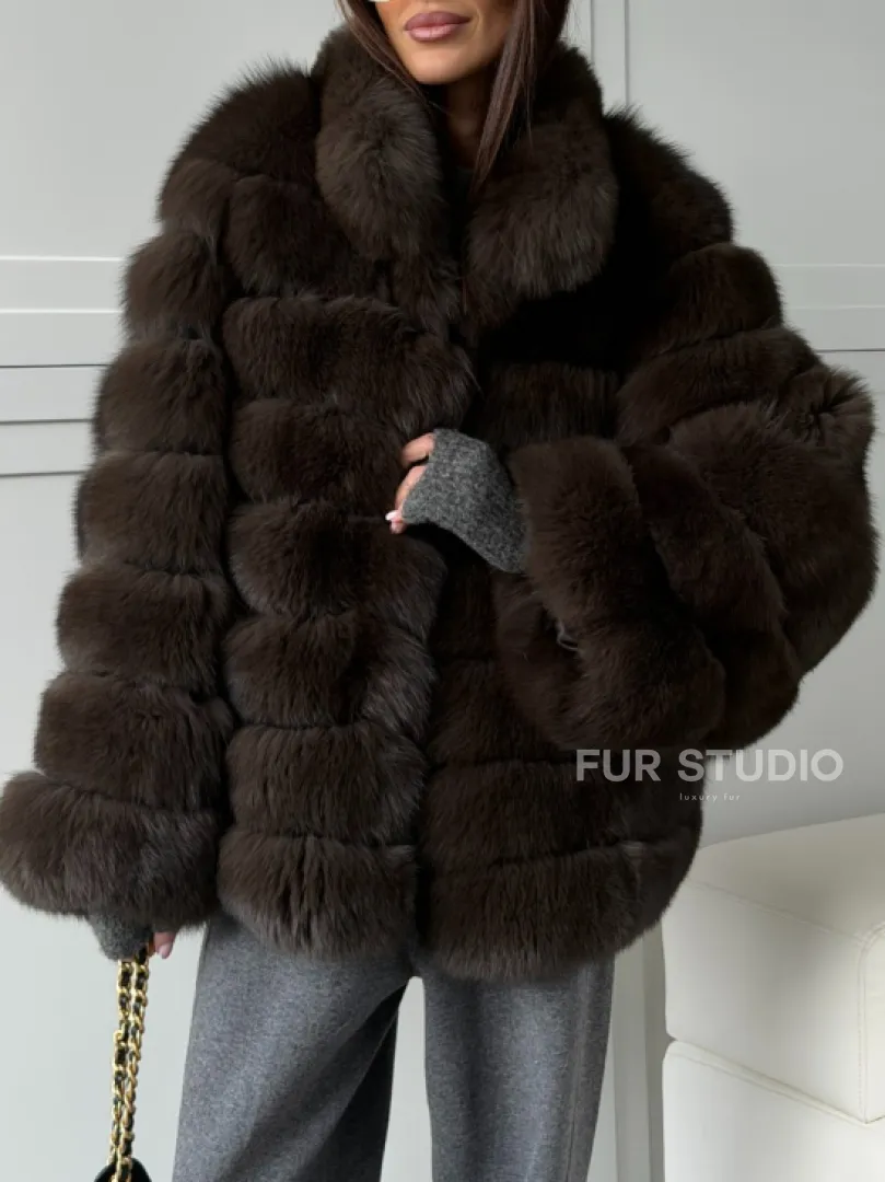 Шуба из натурального песца под соболь