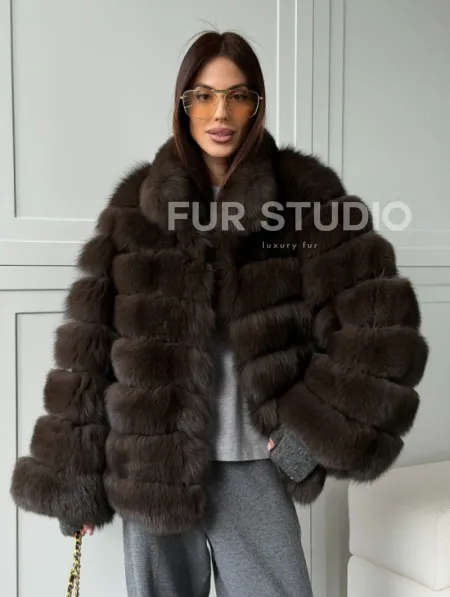 Шуба из натурального песца под соболь - фото 10