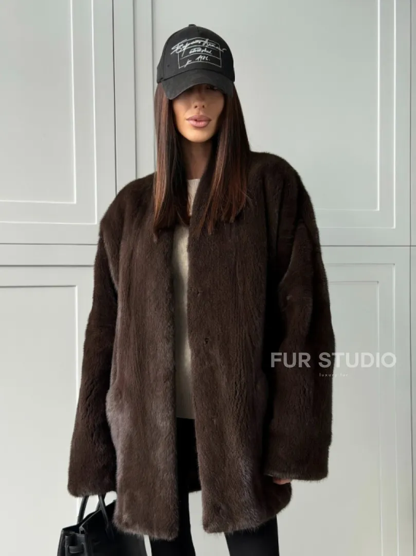 Куртка из норки с V - образным воротом