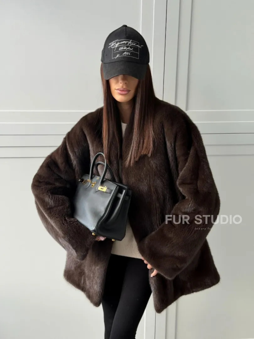 Куртка из норки с V - образным воротом