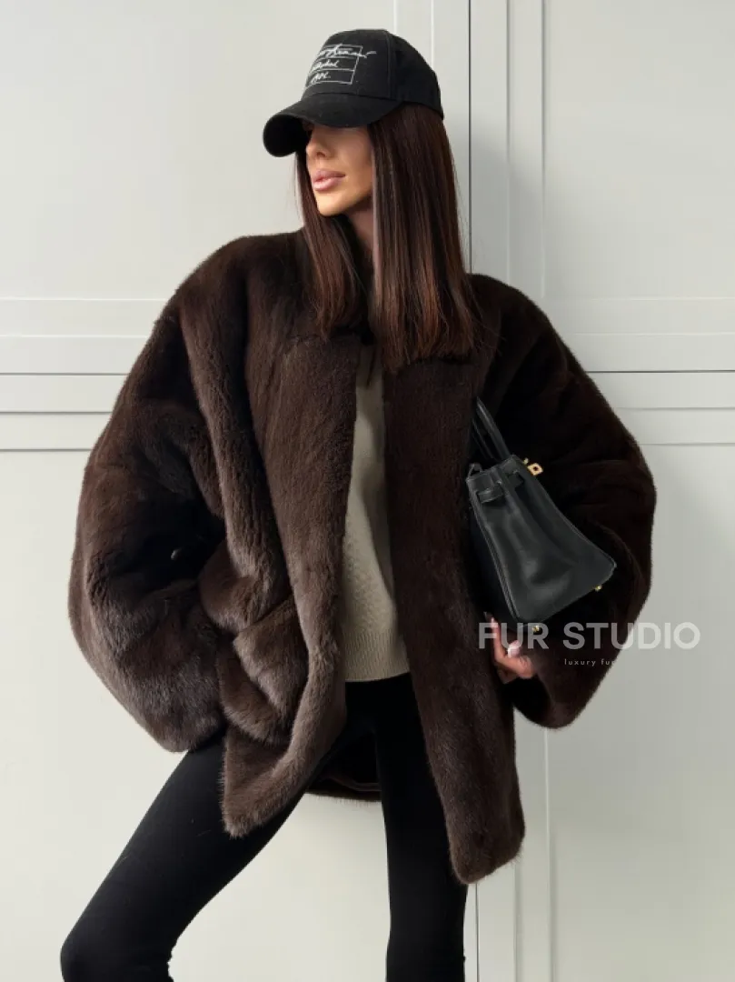 Куртка из норки с V - образным воротом