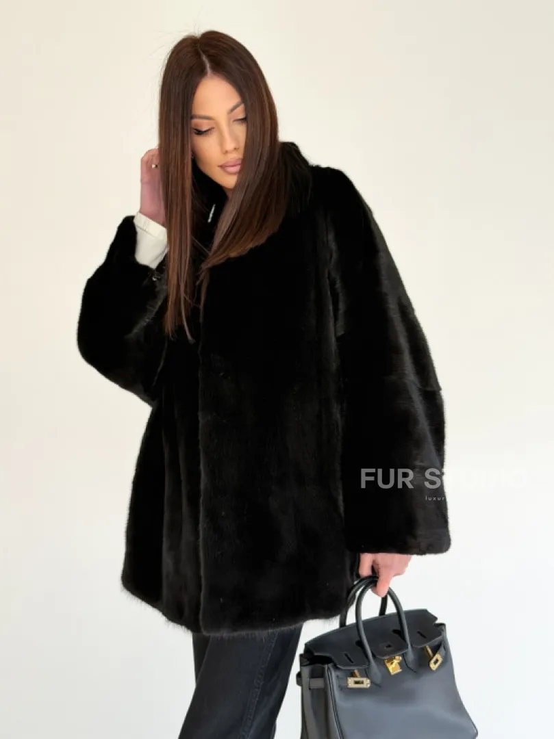 Женский норковый жакет - черный