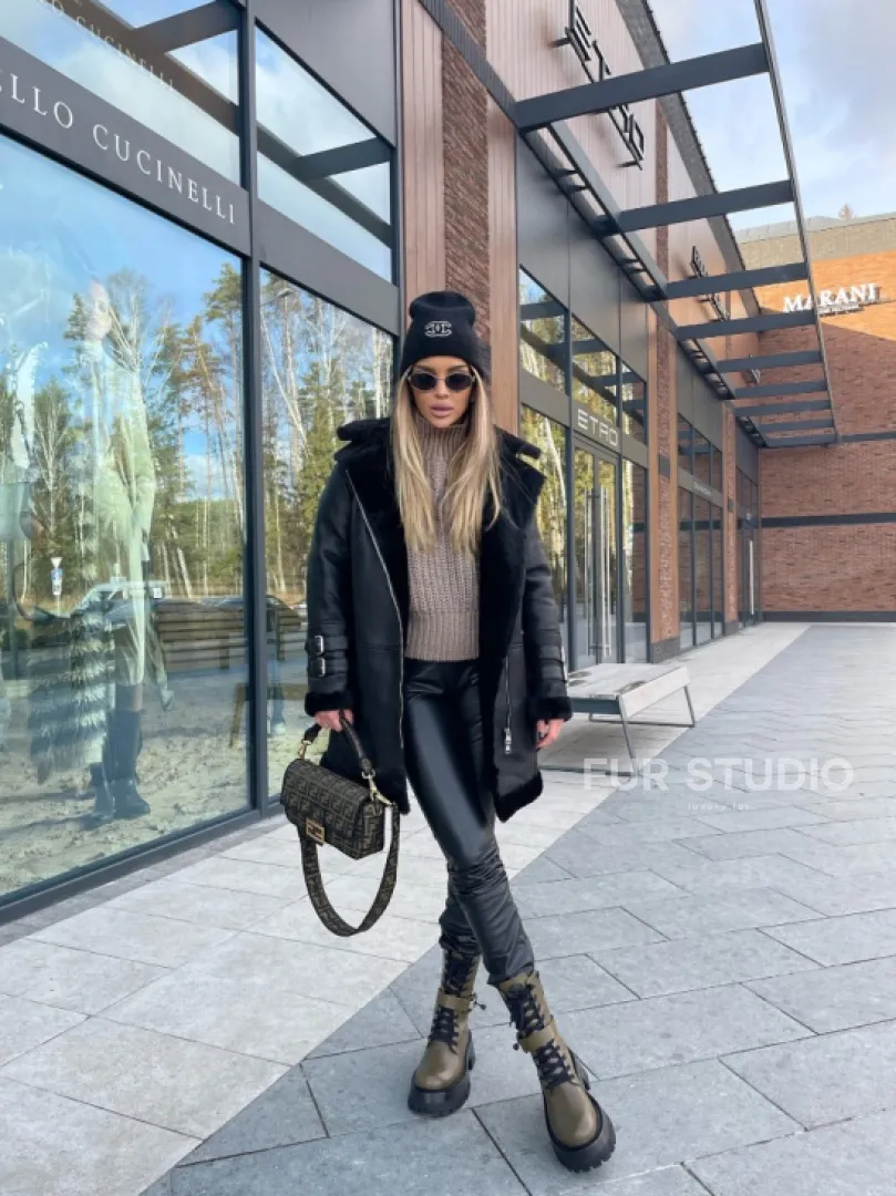 Дубленка авиатор удлиненная