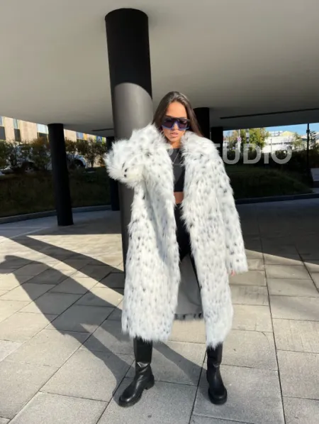 Шуба из экомеха под рысь - фото 1