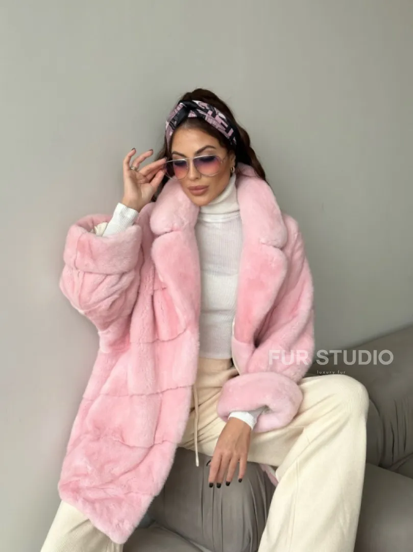 Шуба из плюшевой норки Velvet - цвет розовый