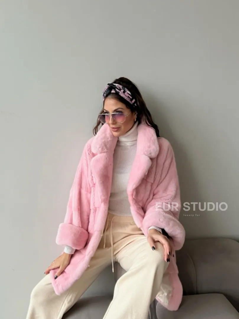 Шуба из плюшевой норки Velvet - цвет розовый