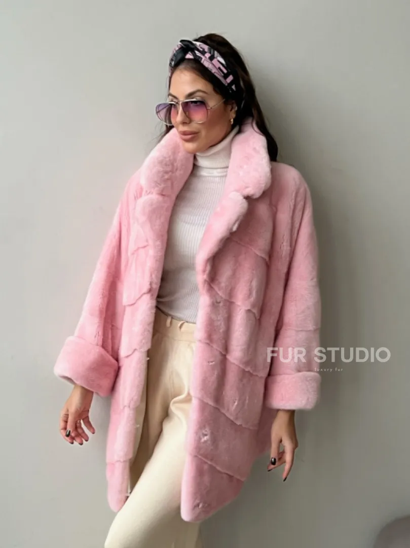 Шуба из плюшевой норки Velvet - цвет розовый