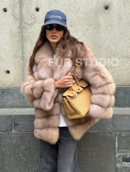 Шуба из меха куницы - цвет Tortora - фото 10