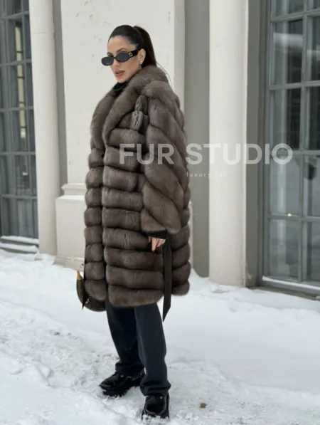 Шуба из меха соболя цвет Тортор  седина 1/2 - фото 4