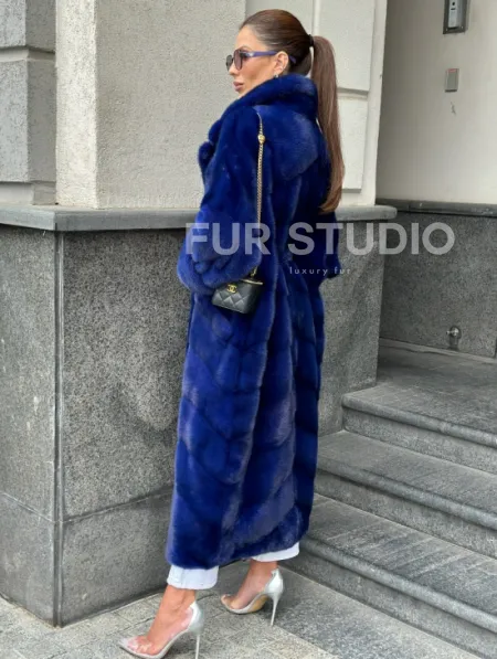 Норковая шуба - цвет электрик - фото 4