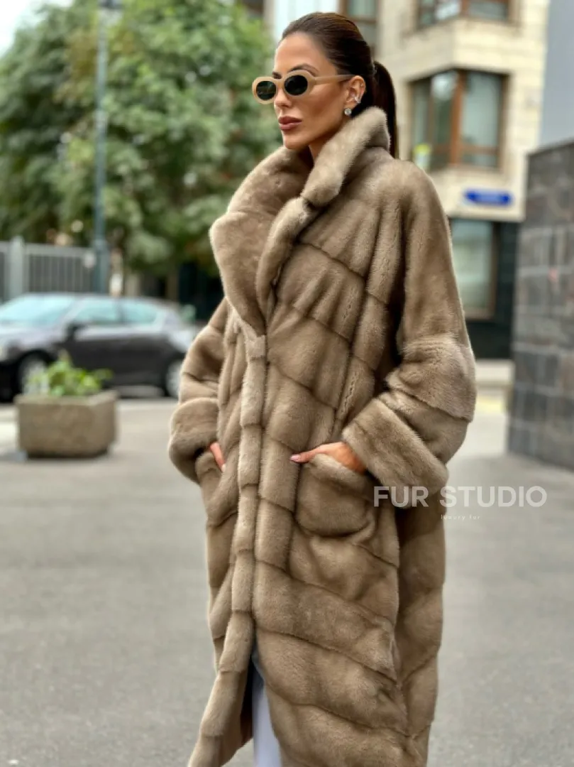 Норковая шуба в цвете пастель - аукционная норка