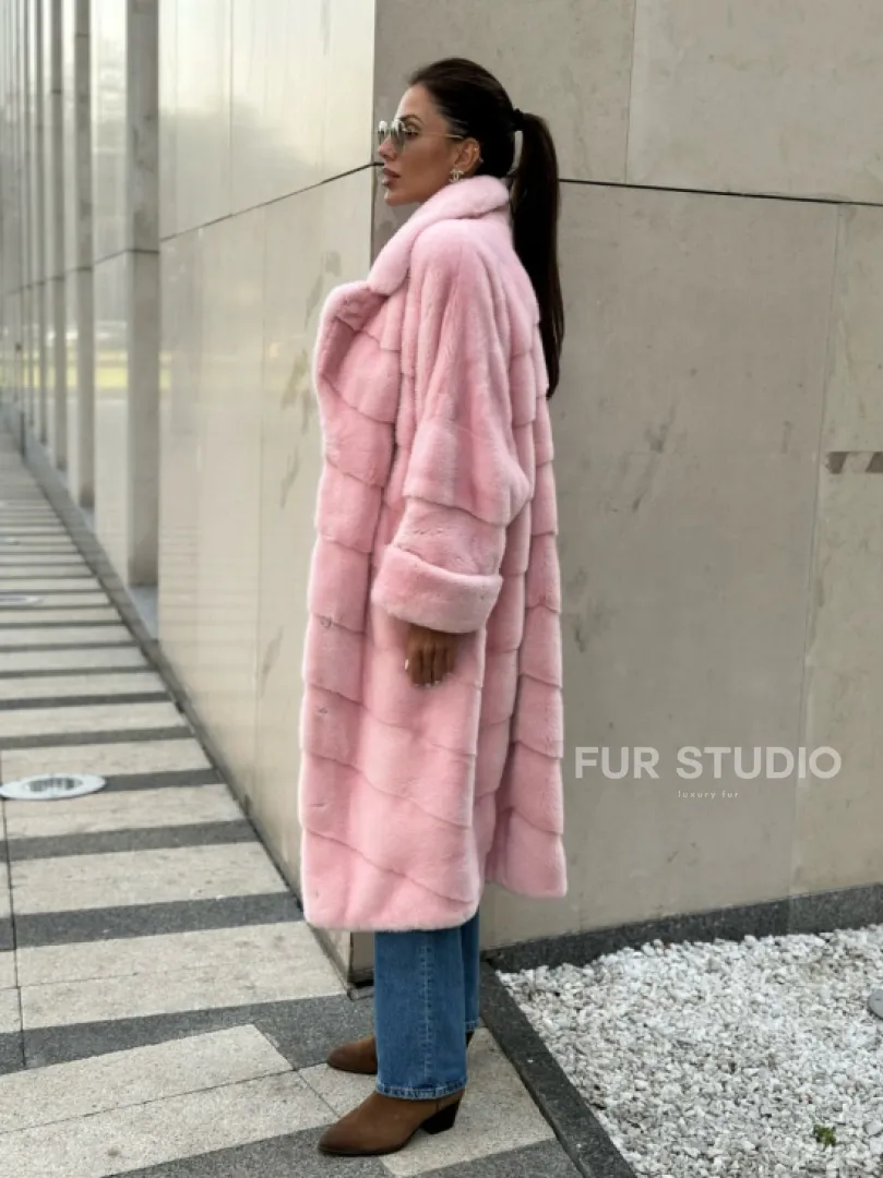 Шуба из плюшевой норки Velvet - цвет светло-розовый